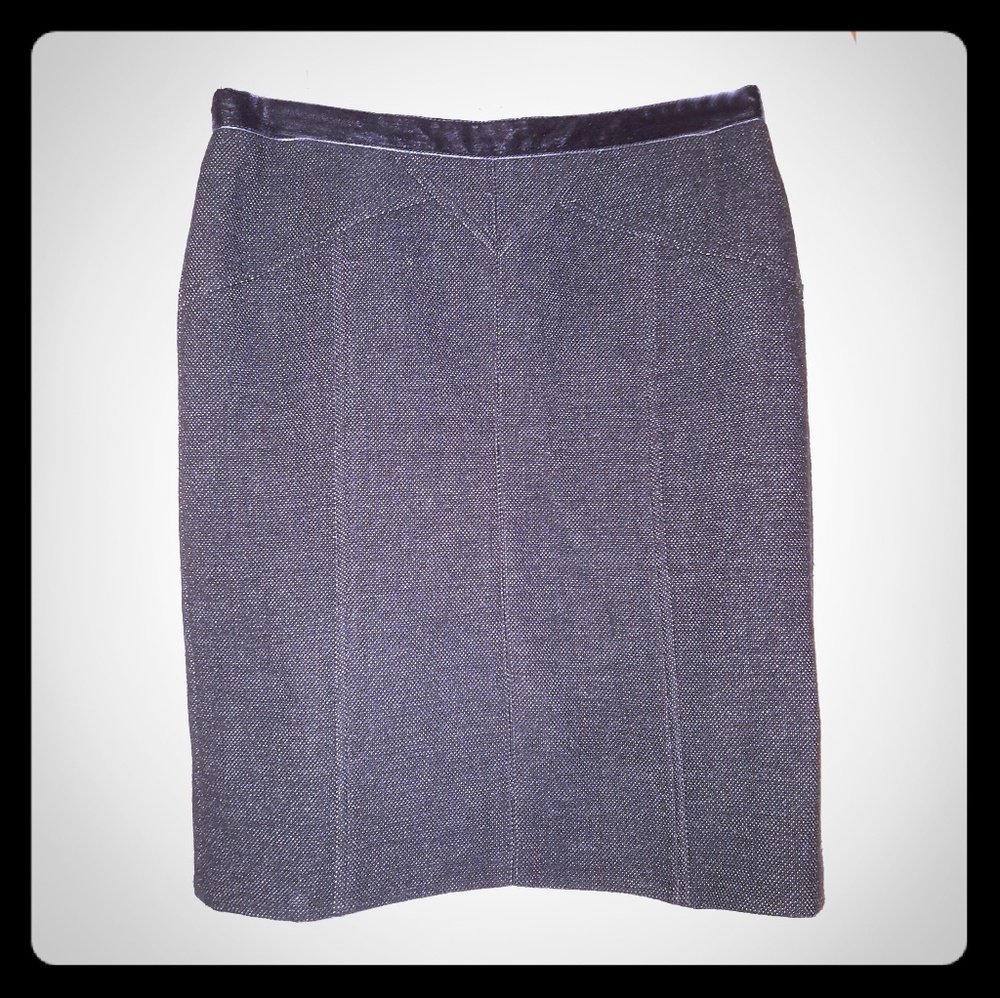 MJ Black tweed skirt with velvet trim